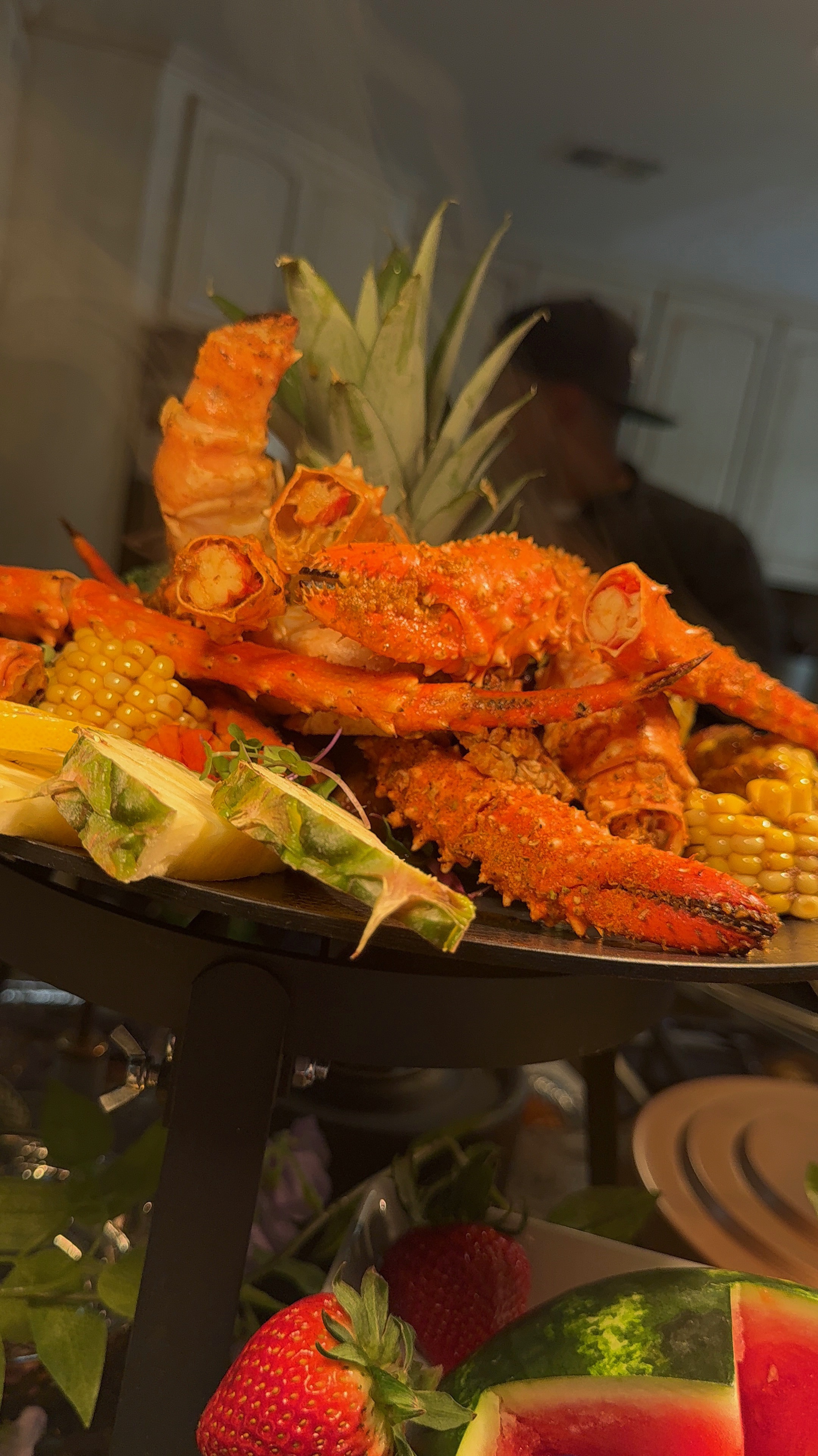 Luxury king crab legs with butter pour