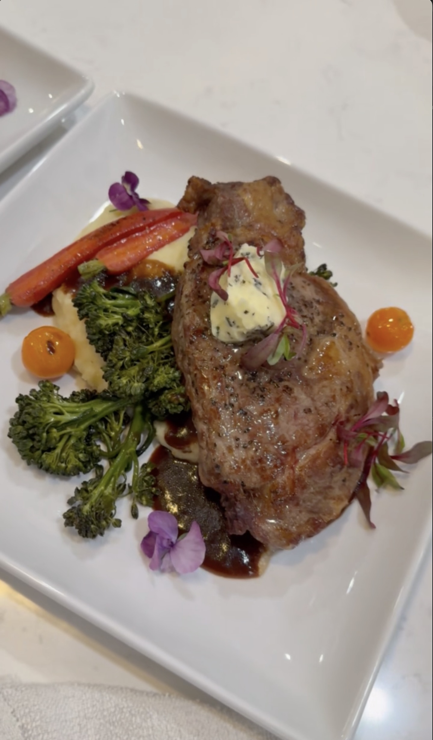 Perfectly plated steak dinner